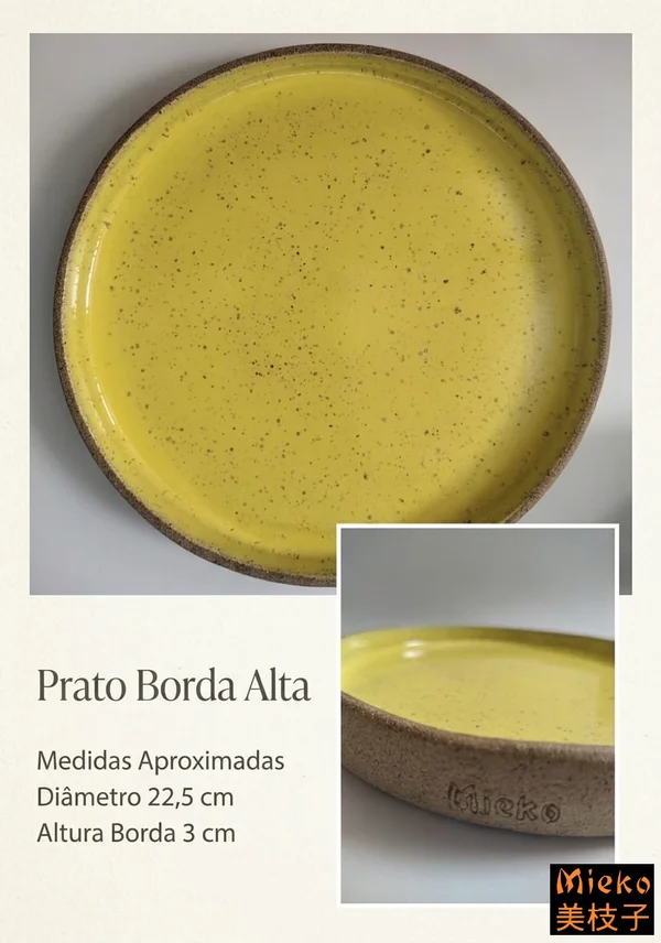 R$ 100 (PIX) R$ 110 (CARTÃO) Prato Borda Alta Amarelo